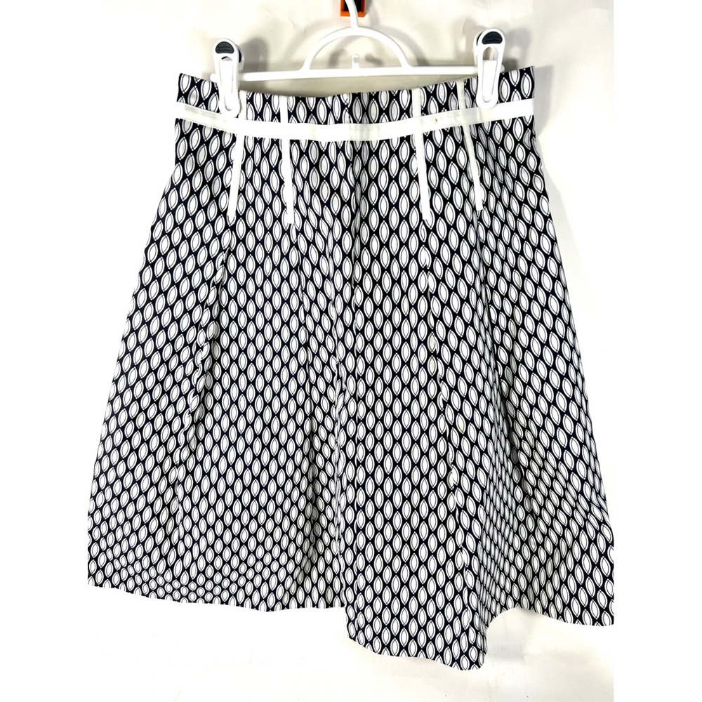 Gap Navy Blue White‎ Geometric Oval Print A-Line Skirt Size 1 Regular
